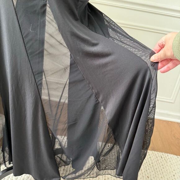 Vintage Frederick’s of Hollywood Black Sheer Panel Negligee Nightgown Trumpet Cu - Picture 6 of 7